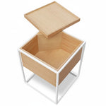 Ex Display - Cane Scandinavian Oak Side Table - White Frame Bedside Table Iggy-Core