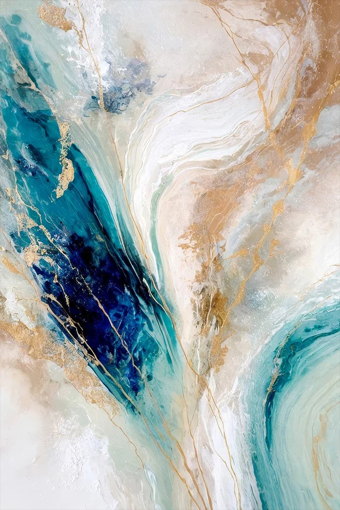 Aqua Currents, By Alpenglow Workshop Wall Art Gioia-Local Gold Framed Canvas 40x60cm