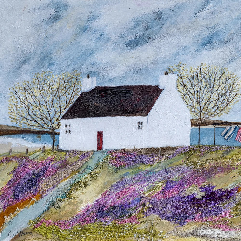 Beachside Croft, By Louise O’Hara Wall Art Gioia-Local 50x50cm Framed Canvas Gold