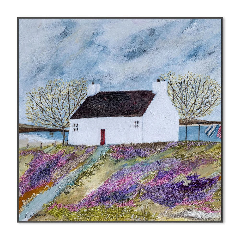 Beachside Croft, By Louise O’Hara Wall Art Gioia-Local 50x50cm Framed Canvas Black