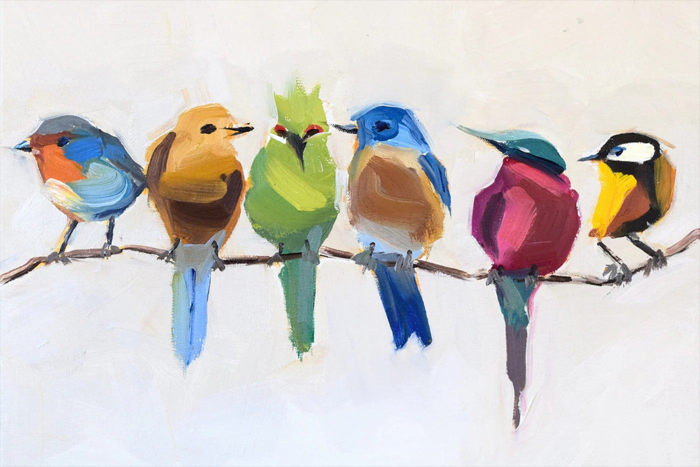 Birds On A Branch, By Jenny Westenhofer Art Wall Art Gioia-Local 60x40cm Framed Canvas Gold