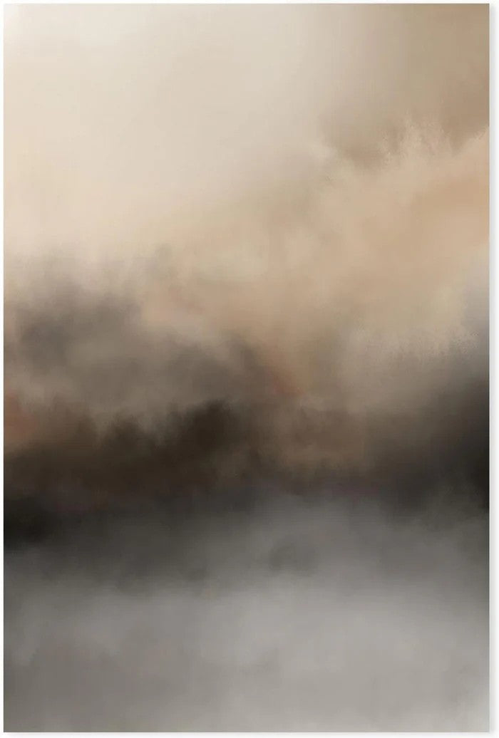 Ex Display - Brown Blurred Mountains 90cm x 135cm Framed Canvas - Black Frame Wall Art Gioia-Local