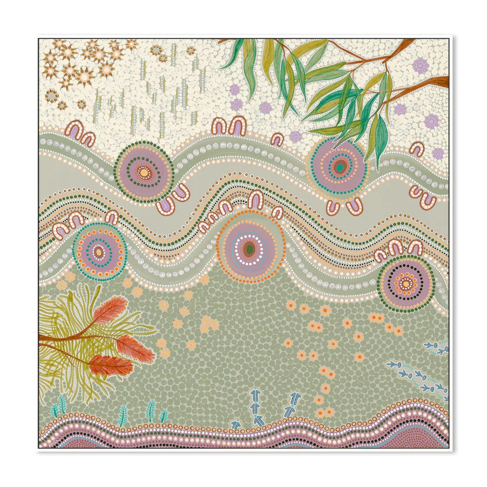 Country In Bloom, By Domica Hill Wall Art Gioia-Local 50x50cm Framed Canvas White