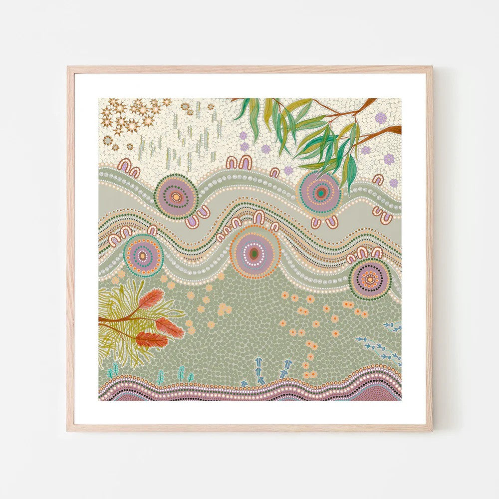 Country In Bloom, By Domica Hill Wall Art Gioia-Local 50x50cm Framed Poster Black