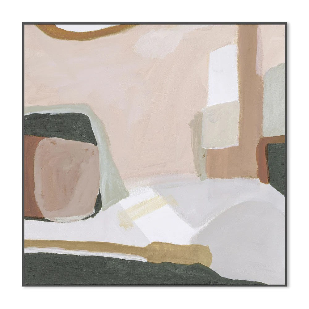 Earthen, Warm Pastel Tone, By Pamela Munger Wall Art Gioia-Local Black Framed Canvas 50x50cm