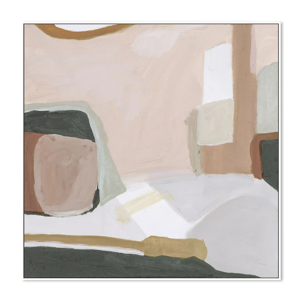 Earthen, Warm Pastel Tone, By Pamela Munger Wall Art Gioia-Local White Framed Canvas 50x50cm