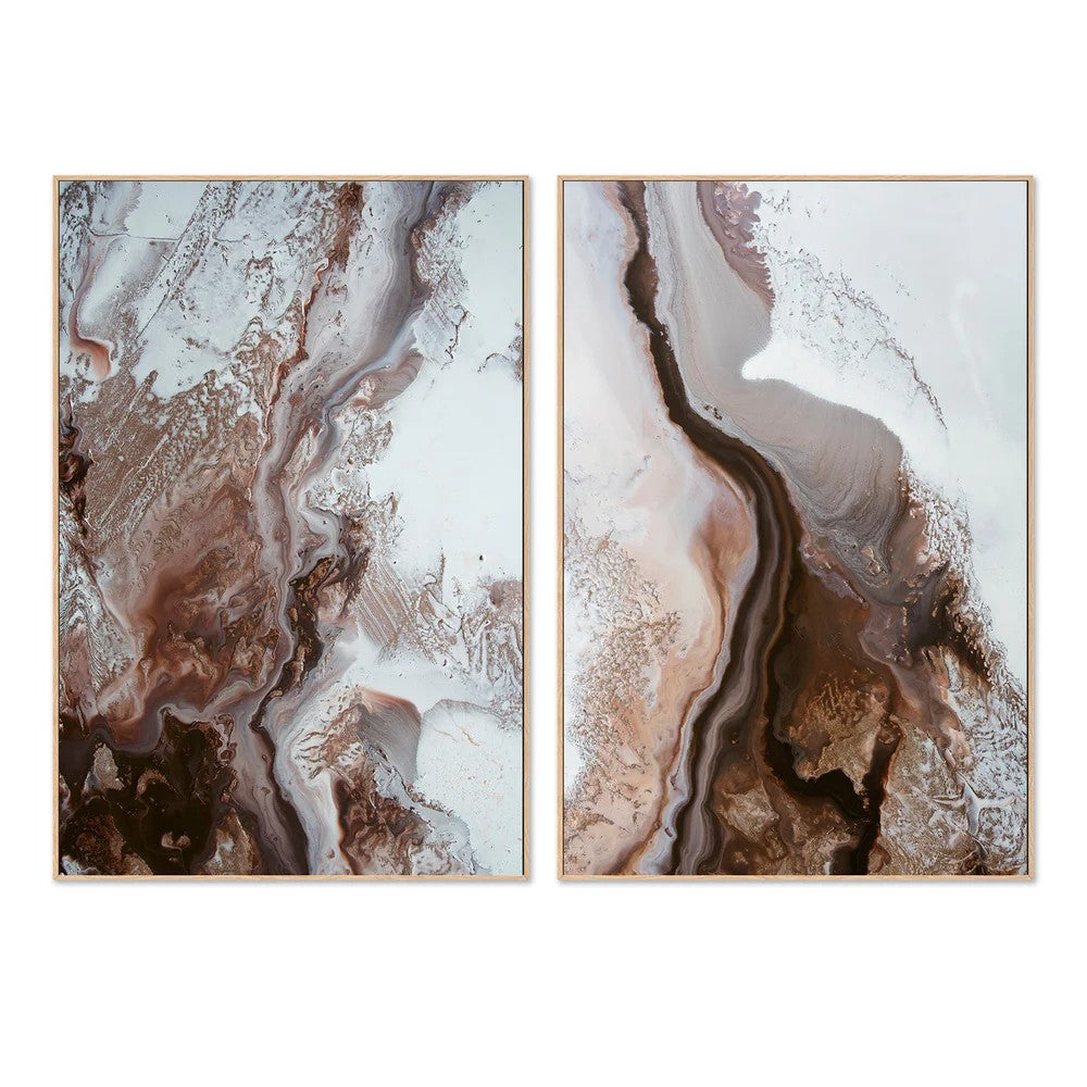 Earthly Currents, Style A & B, Set Of 2, By Petra Meikle Wall Art Gioia-Local Oak Framed Canvas 40x60cm