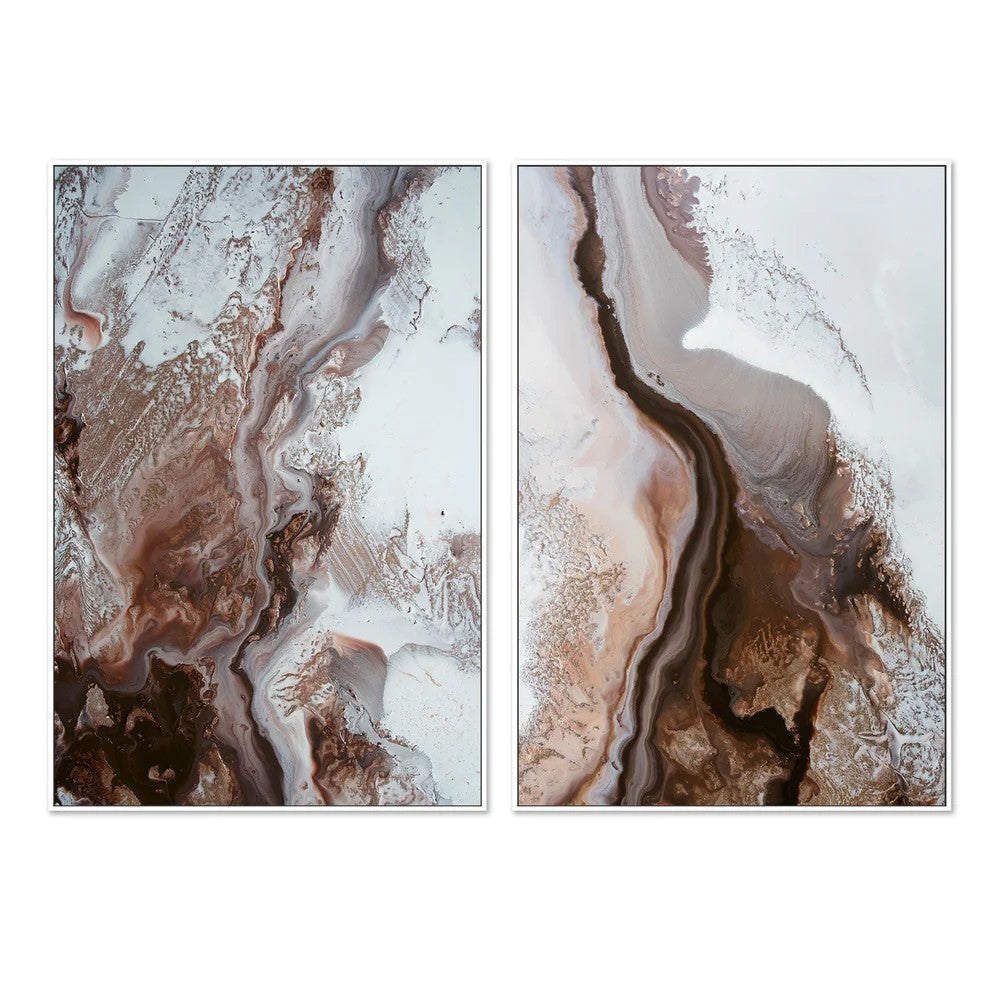Earthly Currents, Style A & B, Set Of 2, By Petra Meikle Wall Art Gioia-Local White Framed Canvas 40x60cm