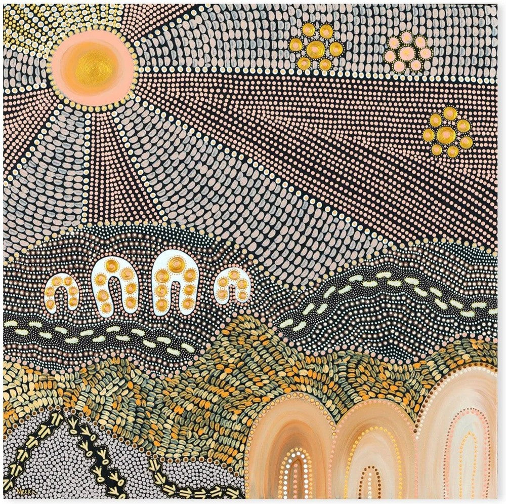 Family Bond, By Domica Hill Wall Art Gioia-Local 50x50cm Framed Canvas Gold