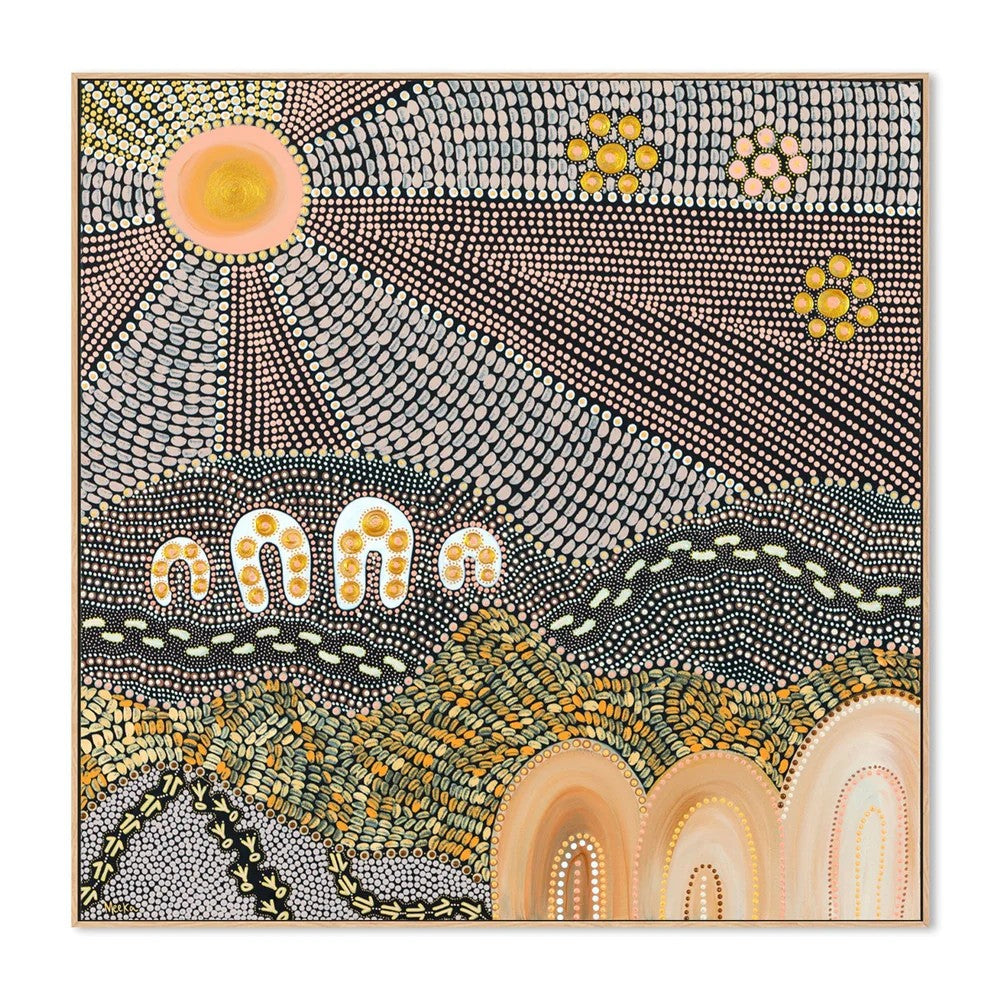 Family Bond, By Domica Hill Wall Art Gioia-Local 50x50cm Framed Canvas Oak