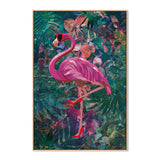 Flirty Flamingo, By Sarah Manovski Wall Art Gioia-Local Oak Framed Canvas 40x60cm