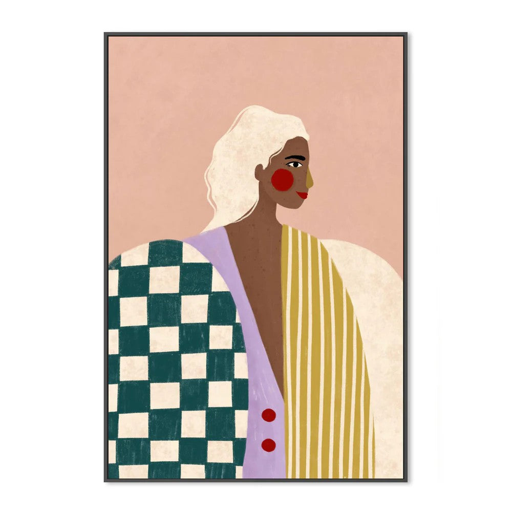 Funky Blouse, By Bea Muller Wall Art Gioia-Local Black Framed Canvas 40x60cm