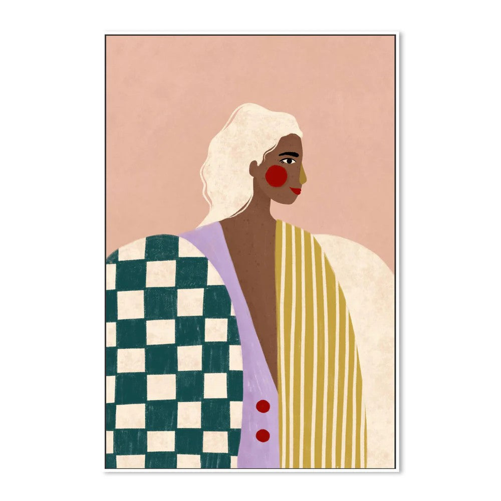 Funky Blouse, By Bea Muller Wall Art Gioia-Local White Framed Canvas 40x60cm