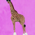 Giraffe Rollerskating, By Sarah Manovski Wall Art Gioia-Local Gold Framed Canvas 40x60cm