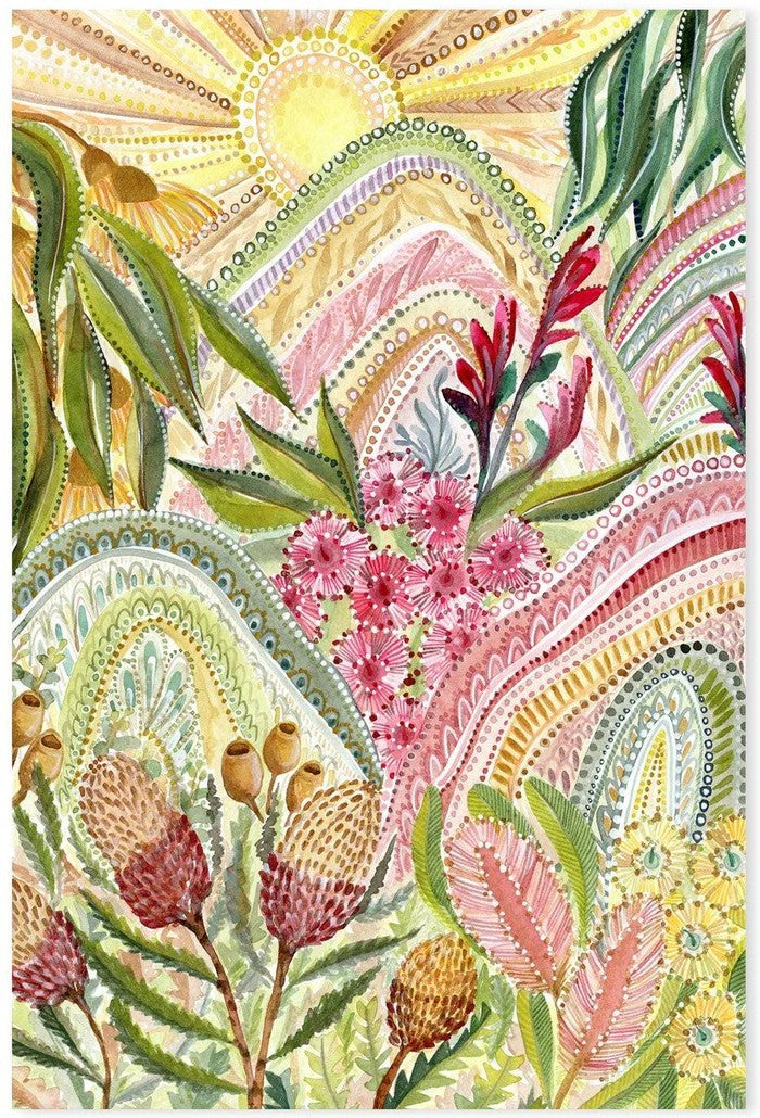 Native Rainbow, Style A, By Jessie Mitchelson Wall Art Gioia-Local 40x60cm Framed Canvas Gold
