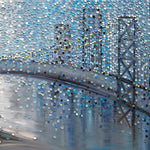 Rainy Date With The Bridge View, By Ekaterina Ermilkina Wall Art Gioia-Local 60x40cm Framed Canvas Gold