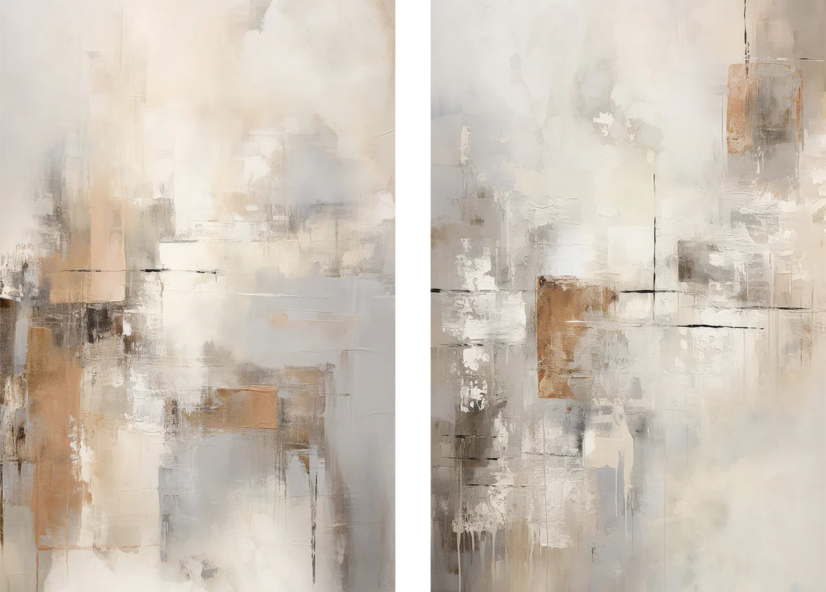 Set of 2 - Through the Mist, Style A & B, By Raymond Powers Wall Art Gioia-Local 40x60cm Framed Canvas Gold