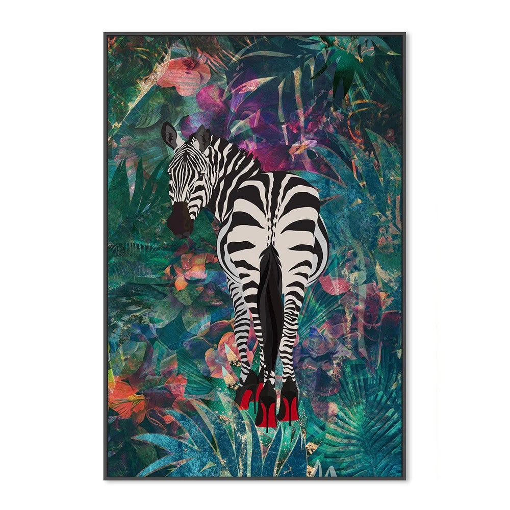 Sexy Zebra, By Sarah Manovski Wall Art Gioia-Local Black Framed Canvas 40x60cm