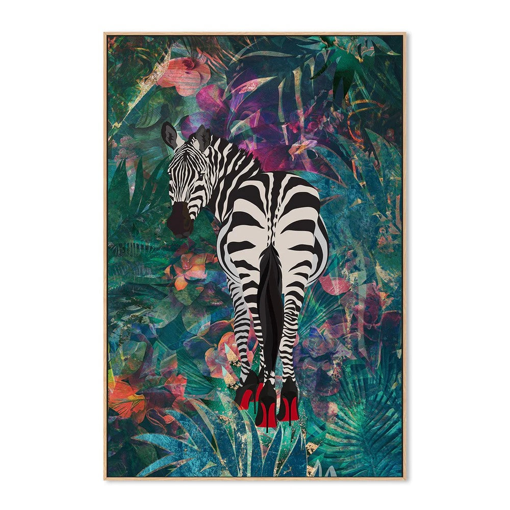 Sexy Zebra, By Sarah Manovski Wall Art Gioia-Local Oak Framed Canvas 40x60cm