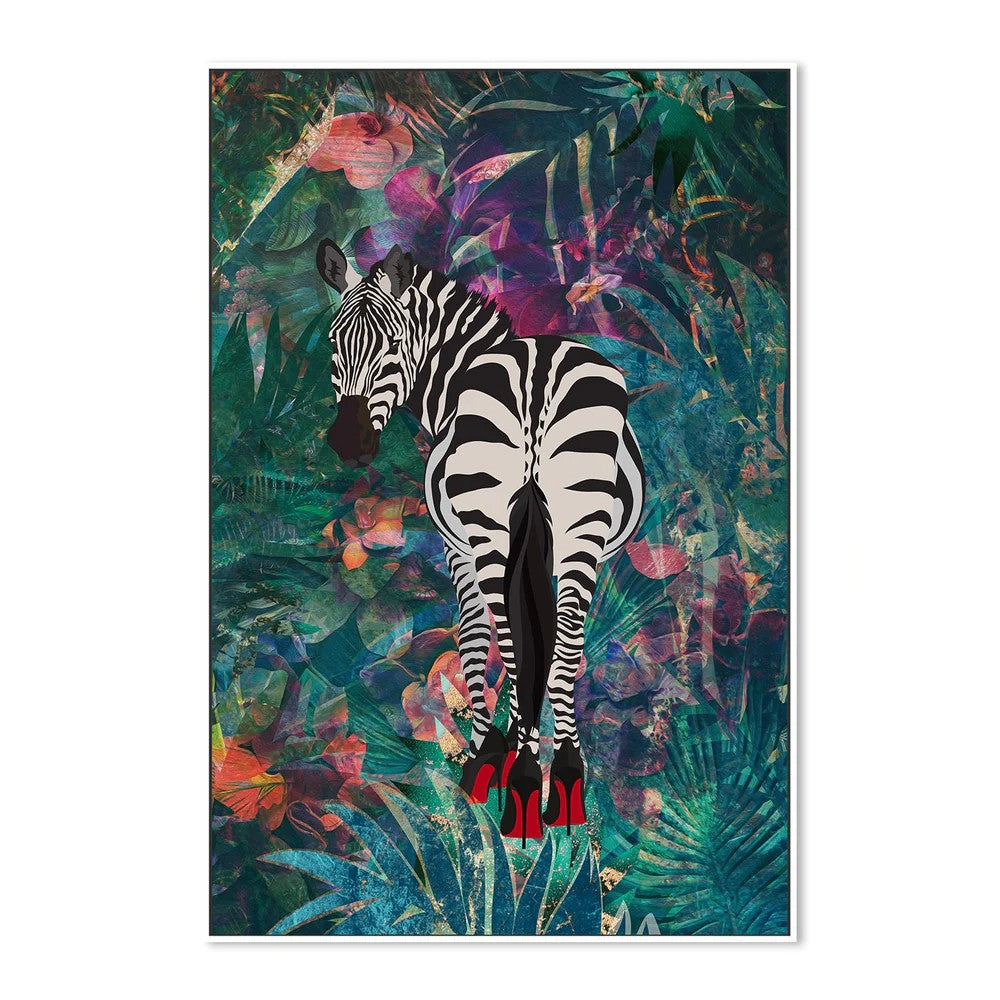 Sexy Zebra, By Sarah Manovski Wall Art Gioia-Local White Framed Canvas 40x60cm