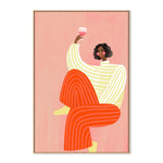 The Woman With The Glass Of Wine, By Bea Muller Wall Art Gioia-Local 40x60cm Framed Canvas Oak