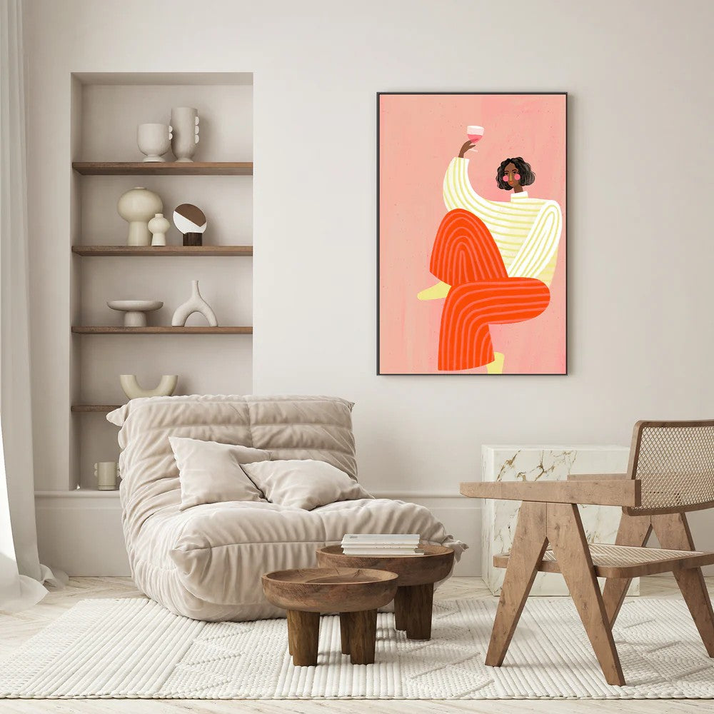 The Woman With The Glass Of Wine, By Bea Muller Wall Art Gioia-Local