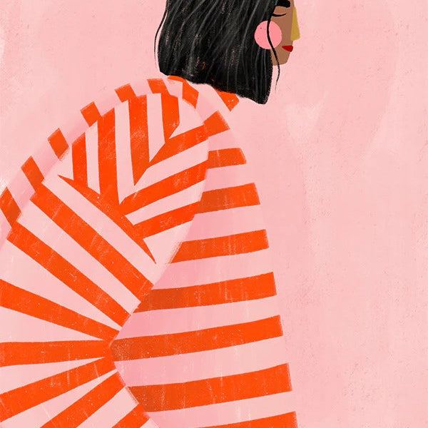 The Woman With the Orange Stripes, By Bea Muller Wall Art Gioia-Local Gold Framed Canvas 40x60cm