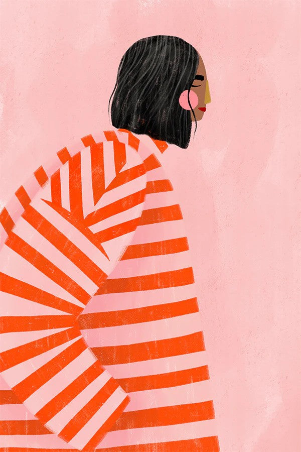 The Woman With the Orange Stripes, By Bea Muller Wall Art Gioia-Local 40x60cm Framed Canvas Gold