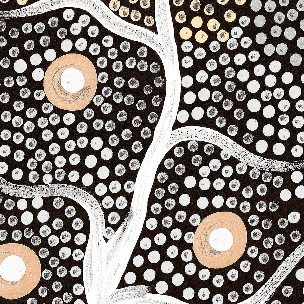 Waterhole Bush Tucker Dreaming, Style A, Burned Orange Tones, By Azeza Possum Wall Art Gioia-Local