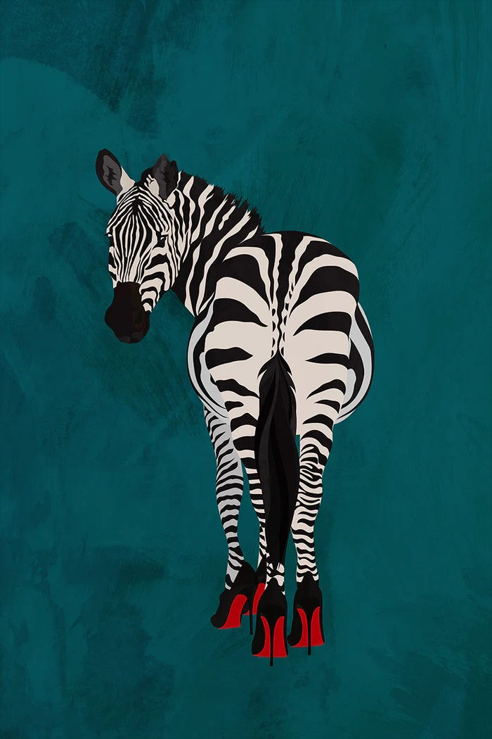 Zebra In Heels, By Sarah Manovski Wall Art Gioia-Local 40x60cm Framed Canvas Gold