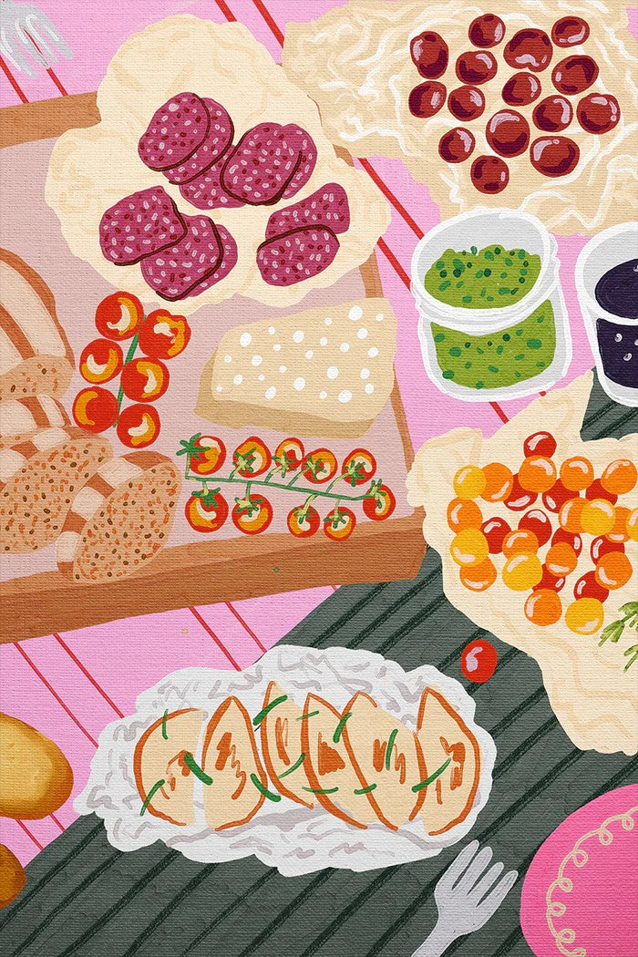 Picnic Charcuterie Board, By Kartika Paramita Wall Art Gioia-Local 40x60cm Framed Canvas Gold