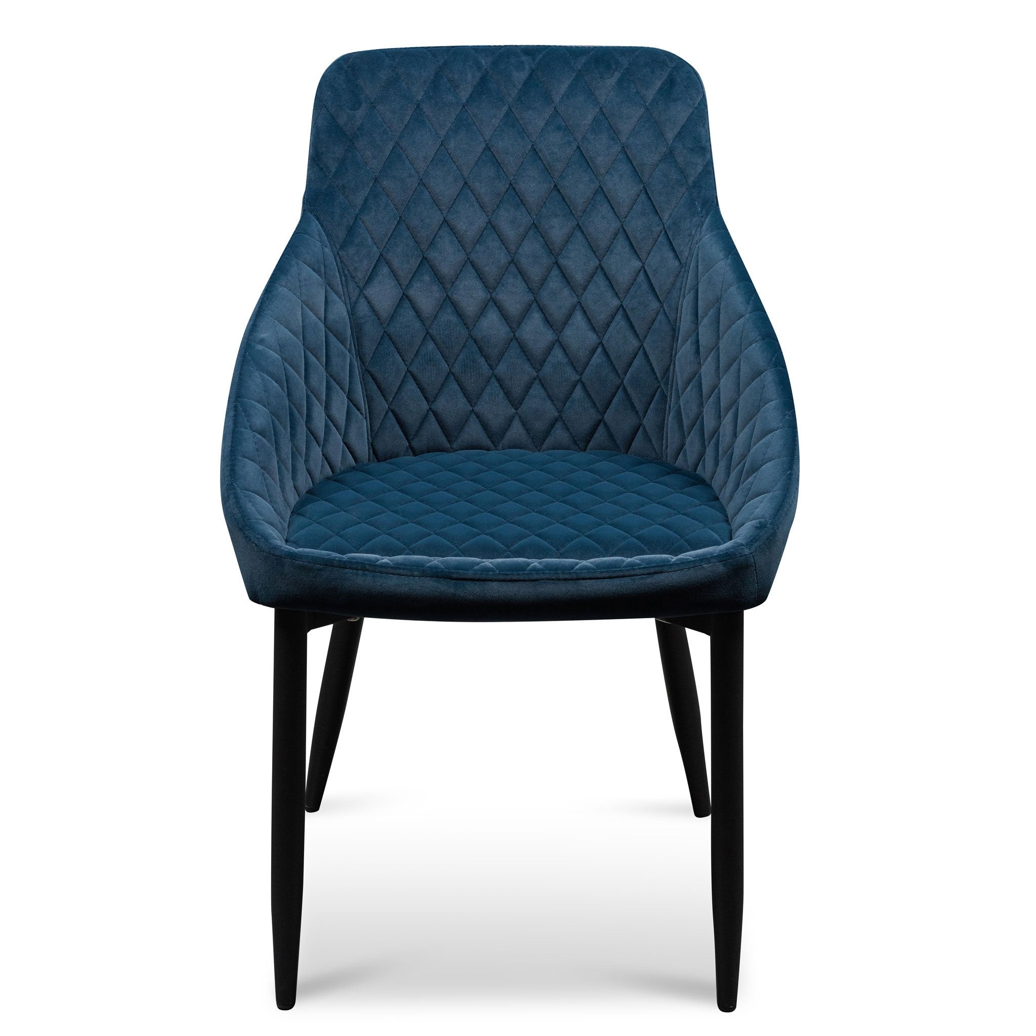 Ex Display - Rolf Dining Chair - Navy Blue Velvet in Black Legs Dining Chair St Chairs-Core
