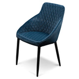 Ex Display - Rolf Dining Chair - Navy Blue Velvet in Black Legs Dining Chair St Chairs-Core