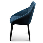 Ex Display - Rolf Dining Chair - Navy Blue Velvet in Black Legs Dining Chair St Chairs-Core