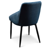 Ex Display - Rolf Dining Chair - Navy Blue Velvet in Black Legs Dining Chair St Chairs-Core