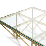Tafari 1.2m Coffee Table - Glass Top - Golden steel Base CF1073-BS