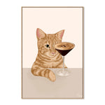 Ginger Cat With Espresso Martini Cocktail, By Plus X Studio Wall Art Gioia-Local 40x60cm Framed Canvas Oak