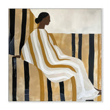 Lady In Stripes, By Plus X Studio Wall Art Gioia-Local 50x50cm Framed Canvas White