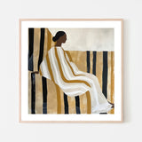 Lady In Stripes, By Plus X Studio Wall Art Gioia-Local 50x50cm Framed Poster Black