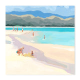 Mother And Child At Lanakai Beach, By Meredith Howse Wall Art Gioia-Local 50x50cm Framed Canvas Gold