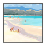 Mother And Child At Lanakai Beach, By Meredith Howse Wall Art Gioia-Local 50x50cm Framed Canvas Black