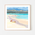 Mother And Child At Lanakai Beach, By Meredith Howse Wall Art Gioia-Local 50x50cm Framed Poster Black