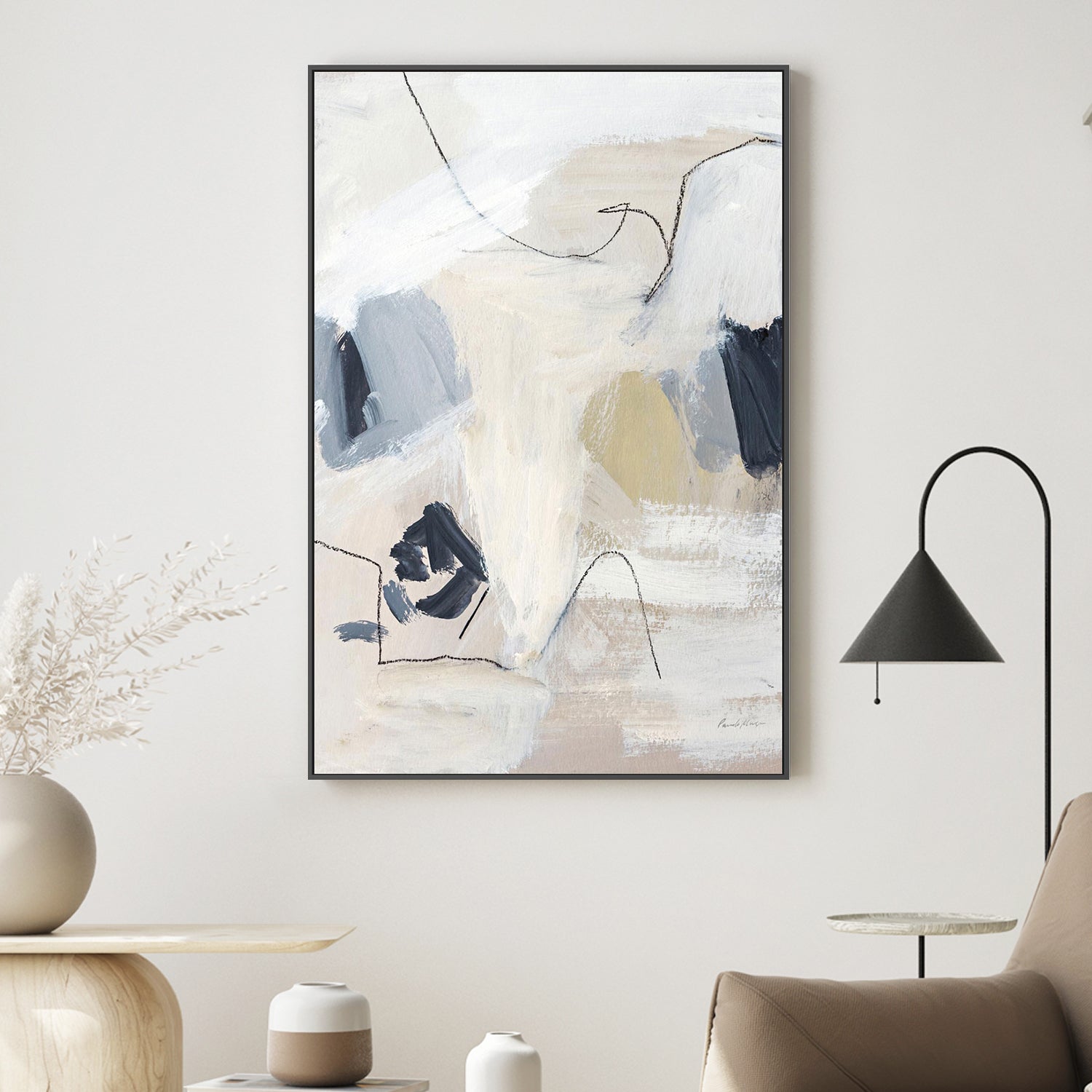 Neutral Abstract Navy, By Pamela Munger Wall Art Gioia-Local