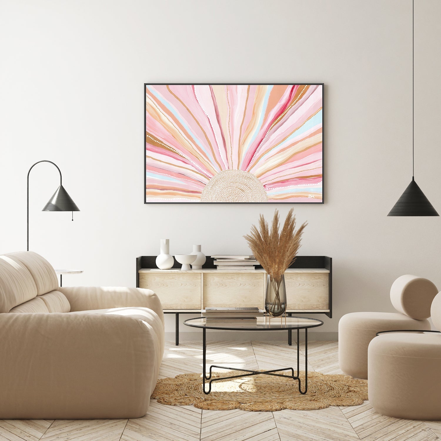 Rising Sun, Soft Pastel Tones, By Bri Chelman Wall Art Gioia-Local