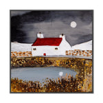 Winter By The Tarn, By Louise O'Hara Wall Art Gioia-Local 50x50cm Framed Canvas Black