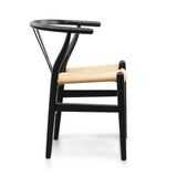 Set of 2 - Harper Wooden Dining Chair - Black - Natural Seat Dining Chair Swady-Core   