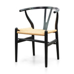 Set of 2 - Harper Wooden Dining Chair - Black - Natural Seat Dining Chair Swady-Core   