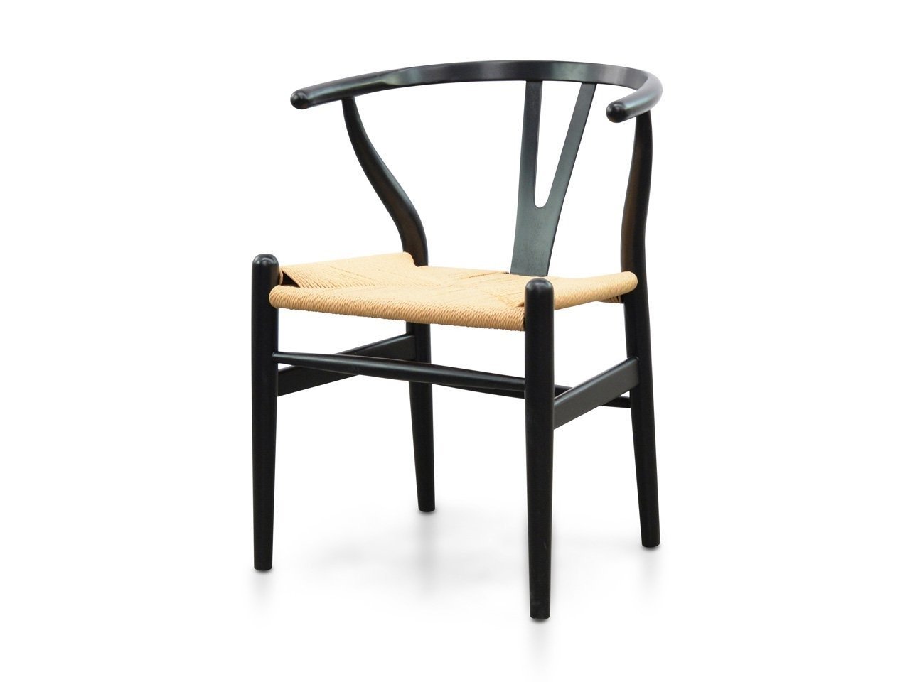 Set of 2 - Harper Wooden Dining Chair - Black - Natural Seat Dining Chair Swady-Core   