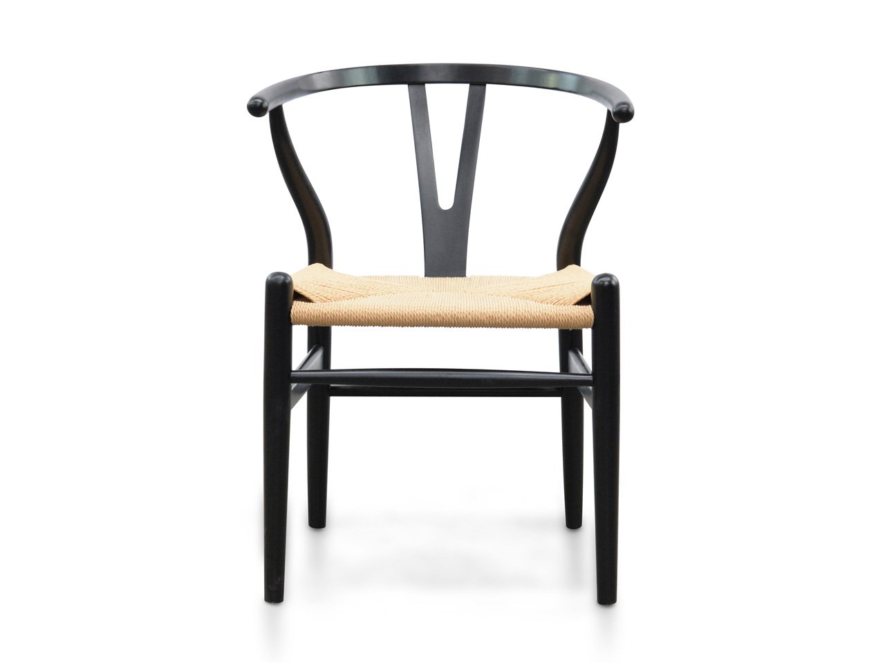 Set of 2 - Harper Wooden Dining Chair - Black - Natural Seat Dining Chair Swady-Core   