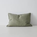 Como Linen Stonewashed Vintage Look Lumbar Cushion Cushion Weave-Local Como Olive 60cm x 40cm Polyester